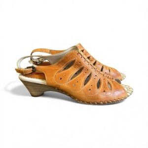 Pikolinos Slingback Sandals Womens 40 Leather Cutout Wedge Comfort Shoes